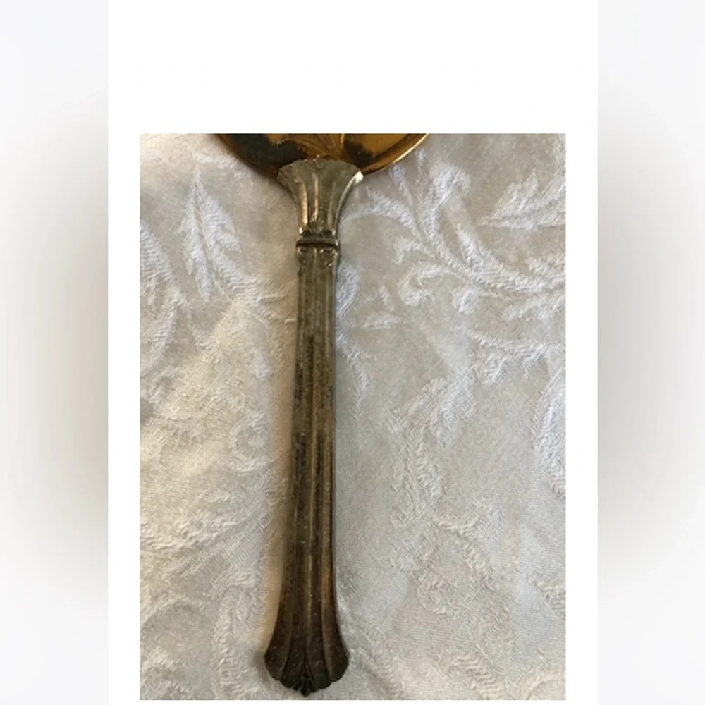 Vintage Handheld Tarnished Mirror GemLite Gold Toned Comb Art Deco Cosplay